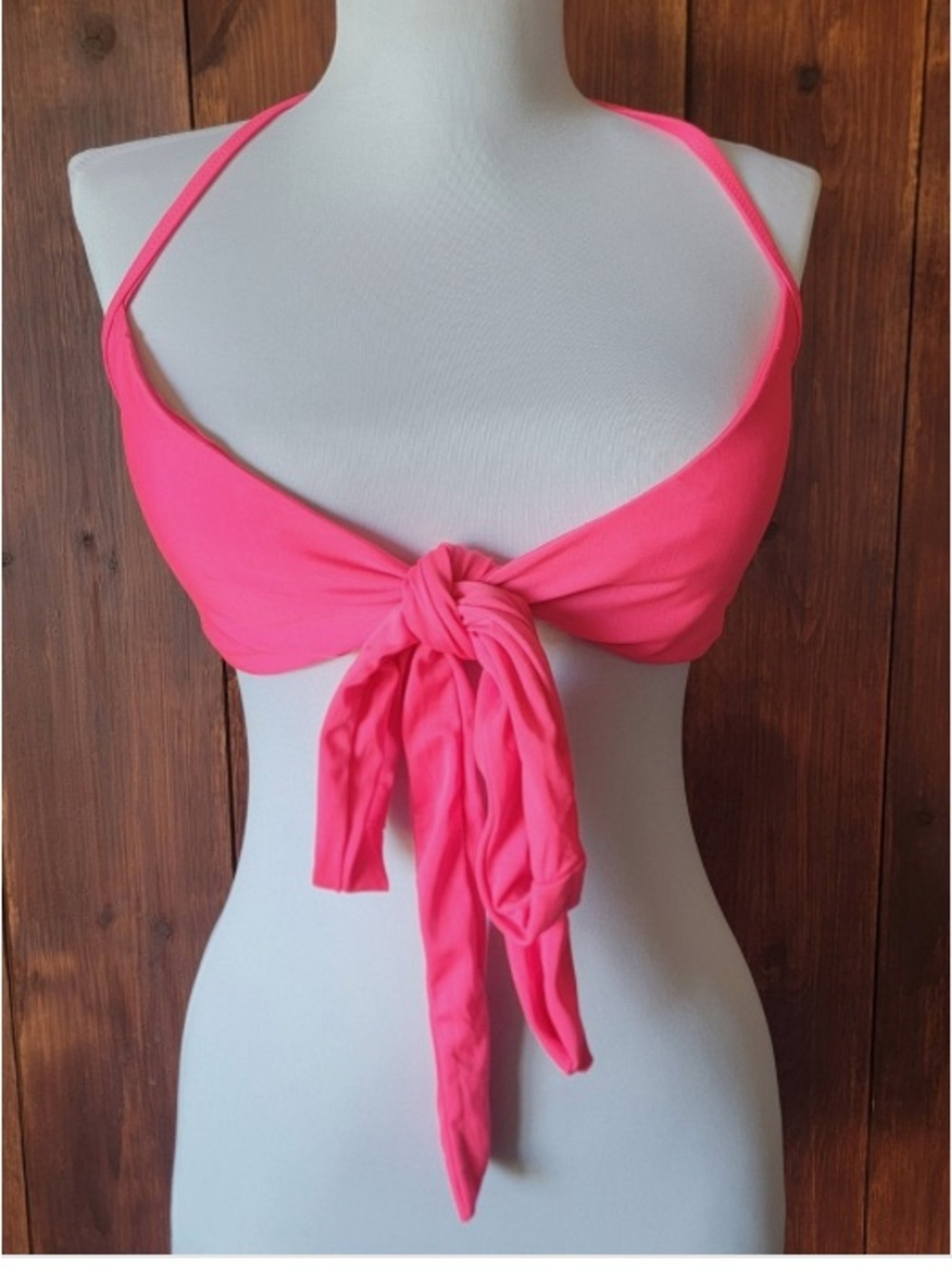 NWT Aerie Scoop Bikini  TOP ONLY XXS Hot Pink Tie Front Halter Top Tie Two Ways